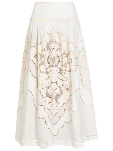 Zimmermann Zimmermann Daylight Embroidered Linen Maxi Skirt