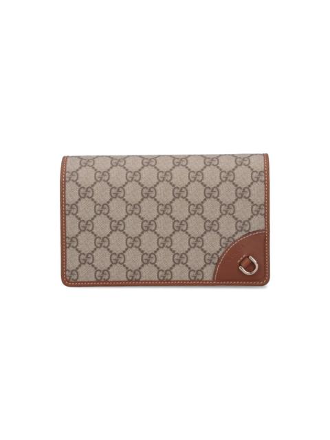 GUCCI 'GG EMBLEM' WALLET WITH SHOULDER STRAP