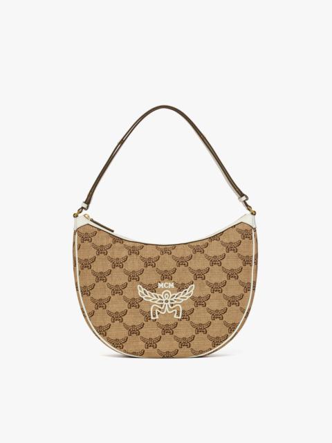 MCM Himmel Ascending Moon Hobo in Lauretos Raffia Jacquard