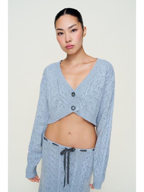 GUIZIO NOAH WOOL CABLE CROP CARDIGAN