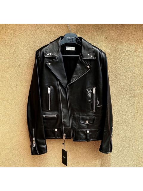 SAINT LAURENT Saint Laurent YSL Logo Leather Jacket