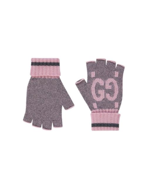 GUCCI Pink & Grey Cashmere GG Fingerless Gloves
