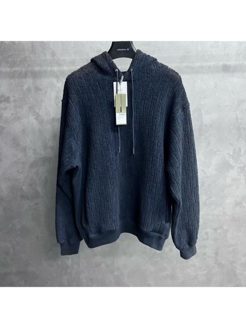 Dior Dior Navy Blue Printed Cotton Fleece Oversized Hoodie