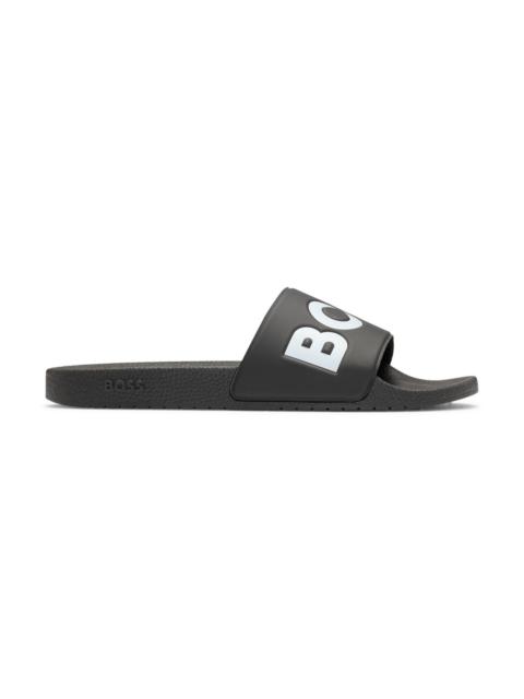 BOSS ITALIAN-MADE SLIDES WITH LARGE LOGO DETAIL