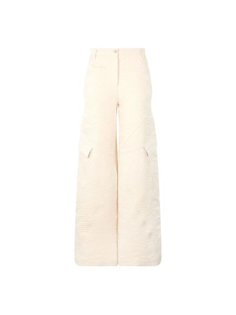 zebra-jacquard cargo trousers