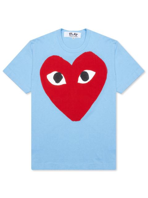 Comme des Garçons PLAY COMME DES GARCONS PLAY PASTELLE RED LOGO T-SHIRT - BLUE