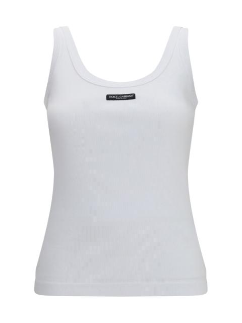 Dolce & Gabbana Dolce & Gabbana Ribbed Logo Tank Top White
