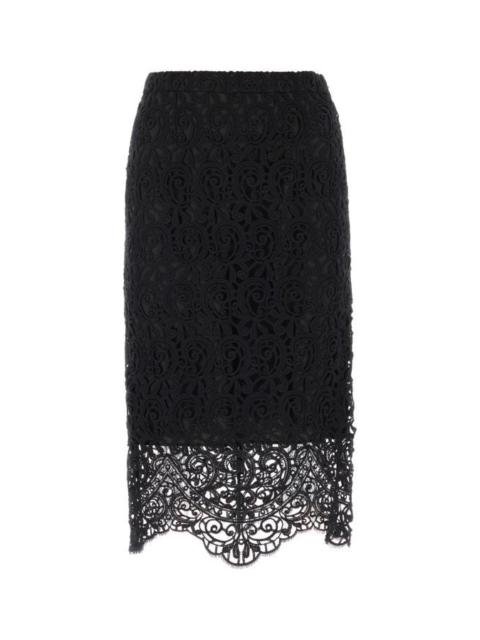 Burberry Woman Black Macrame Lace Skirt
