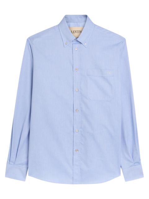 Valentino Valentino Garavani Logo-embroidered Cotton Oxford Shirt