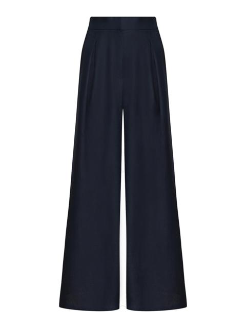 ANDRES OTALORA Una Metafora Pleated Linen Flared Pants navy