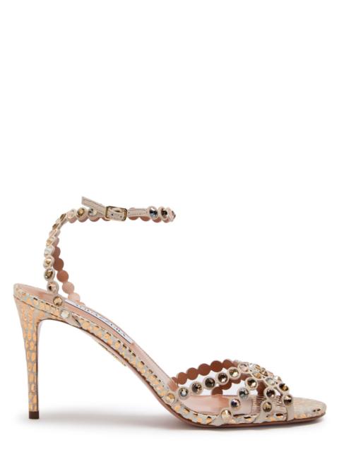 AQUAZZURA Aquazzura Tequila 85 Crystal-embellished Suede Sandals