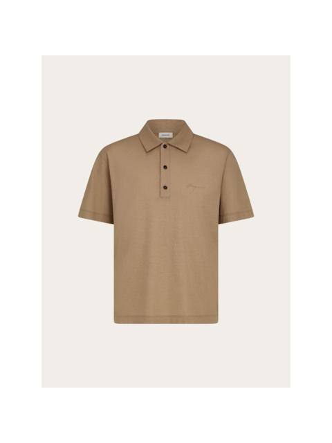 FERRAGAMO Ferragamo Light Brown Cotton Polo Sweater