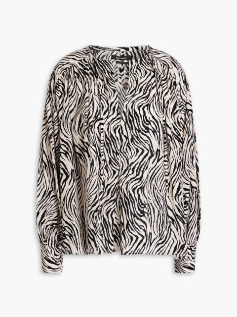 Isabel Marant Amba gathered zebra-print silk-blend crepe de chine blouse