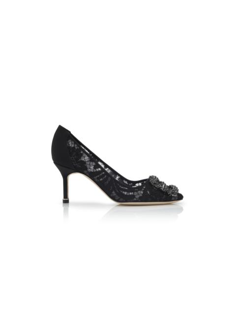 Manolo Blahnik Black Lace Jewel Buckle Pumps