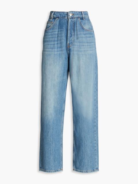 maje Pleated high-rise tapered jeans