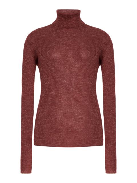 GABRIELA HEARST Aldona Cashmere, Silk and Hemp Turtleneck Top burgundy