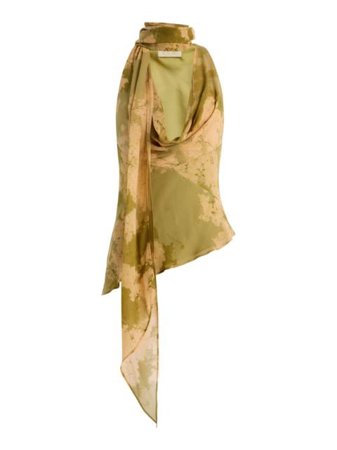 De La Vali Exclusive Diosa Cowl-Neck Georgette Scarf Top multi