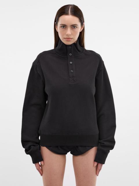 entire studios Black Cotton Turtleneck Pull-Over Sweatshirt