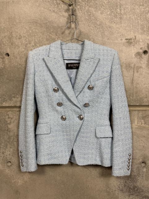 Balmain Balmain Baby Blue Tweed Blazer Jacket