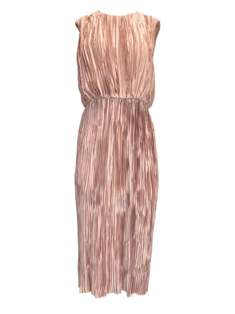 GUCCI Plissé Poly Satin Midi Dress