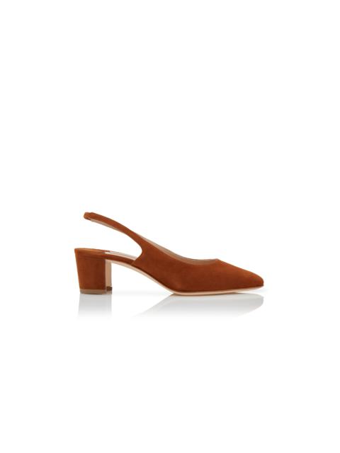 Manolo Blahnik Brown Suede Slingback Pumps