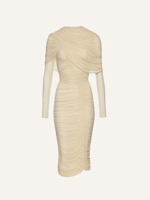 MAGDA BUTRYM Draped high-neck midi dress cream