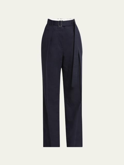 Proenza Schouler Vera Pleated Cotton Linen Suiting Pants