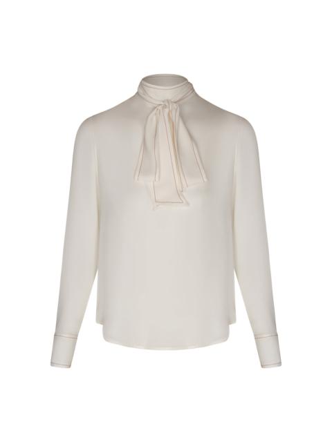 ANDRES OTALORA Rastro Eterno Pussybow Silk Top white