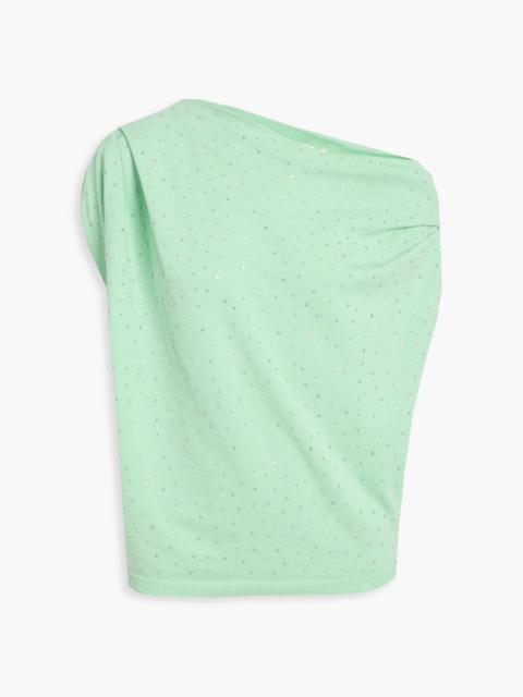 THE SEI Draped crystal-embellished cotton top