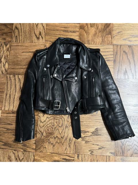 VETEMENTS Cropped Leather Biker Jacket
