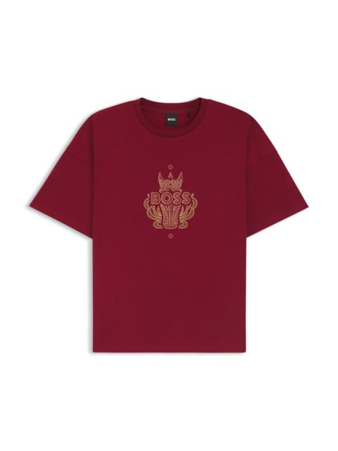BOSS LOGO-ARTWORK T-SHIRT IN COTTON JERSEY