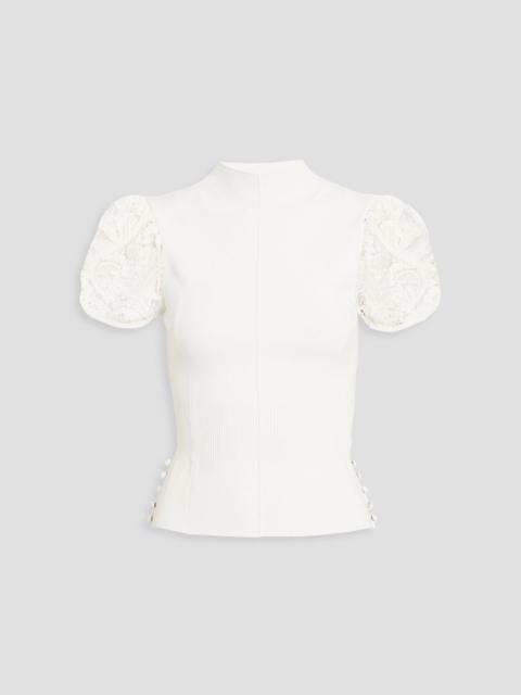 3.1 Phillip Lim Corded lace-paneled stretch-knit top