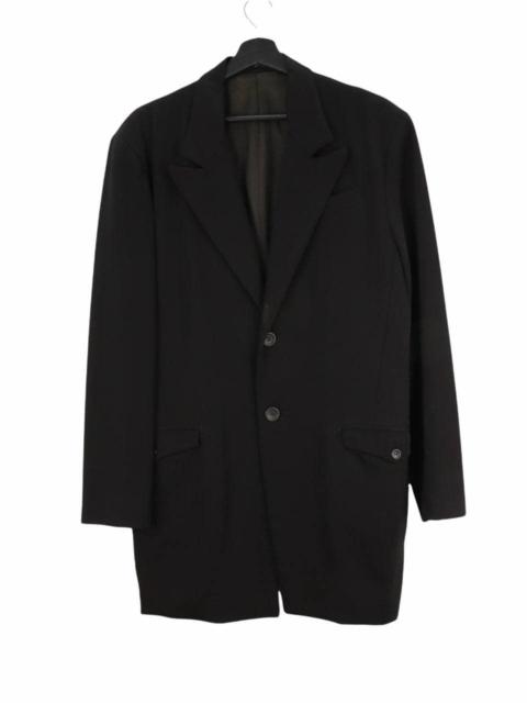 Yohji Yamamoto Iconic Wool Elongated Black Y'S Lined Coat Jacket