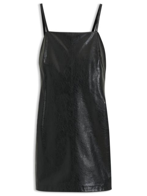 HUGO STRAPPY MINI DRESS IN FAUX LEATHER WITH EMBOSSED PATTERN