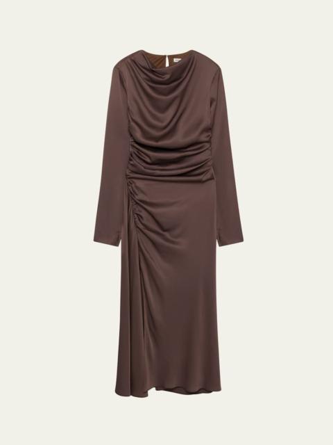 SIMKHAI Odessa Draped Long-Sleeve Midi Dress