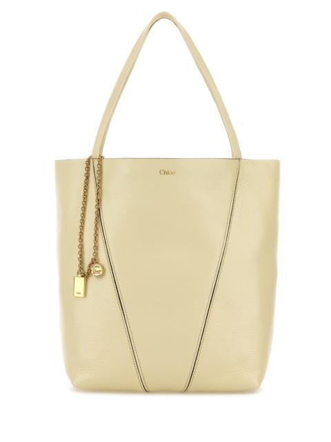 Chloé Pastel yellow leather Spin shopping bag