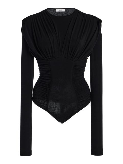 AGOLDE Abbi Ruched Jersey Bodysuit black