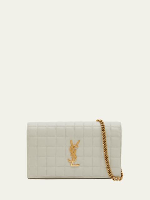 SAINT LAURENT Cassandre YSL Wallet on Chain in Quilted Smooth Leather