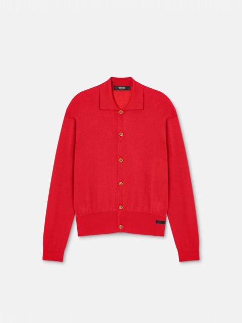 VERSACE Silk-Blend Knit Polo Cardigan