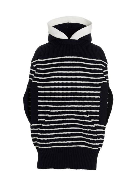 sacai Sacai Women Striped Hooded Cape