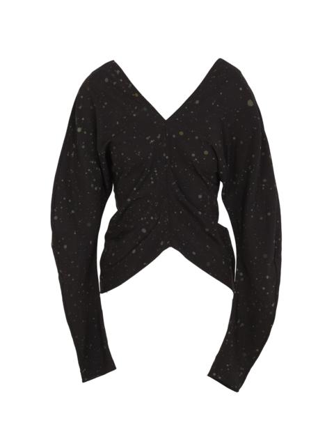 cortana Kaz Silk-Blend Ruched Top print