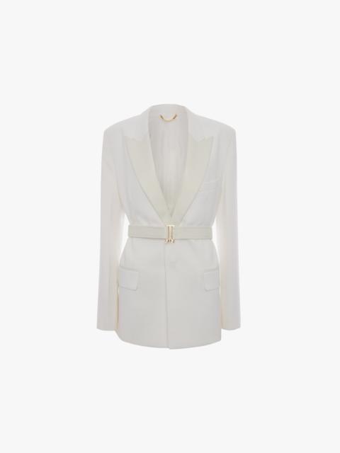 Victoria Beckham Belted Tailored Jacket In Ivory