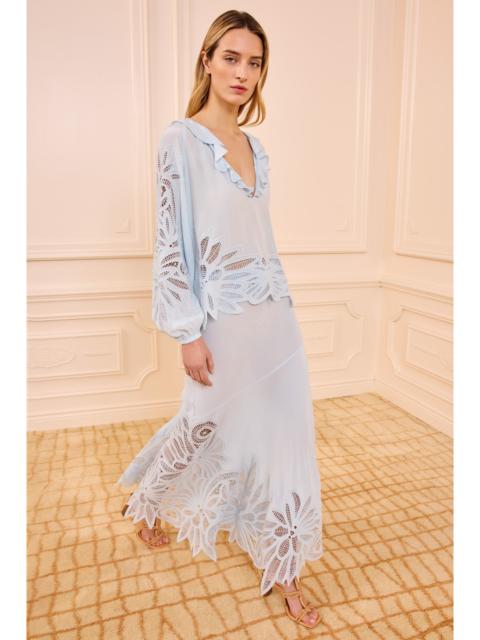 ULLA JOHNSON Adonis LS Silk Applique Blouse