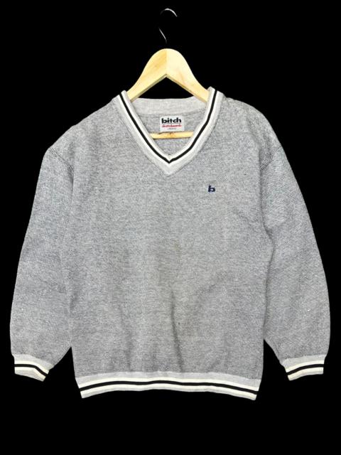 Other Designers Archival Clothing - VTG 90s BITCH SKATEBOARD V-NECK EMBROIDERY LOGO SWEATSHIRT