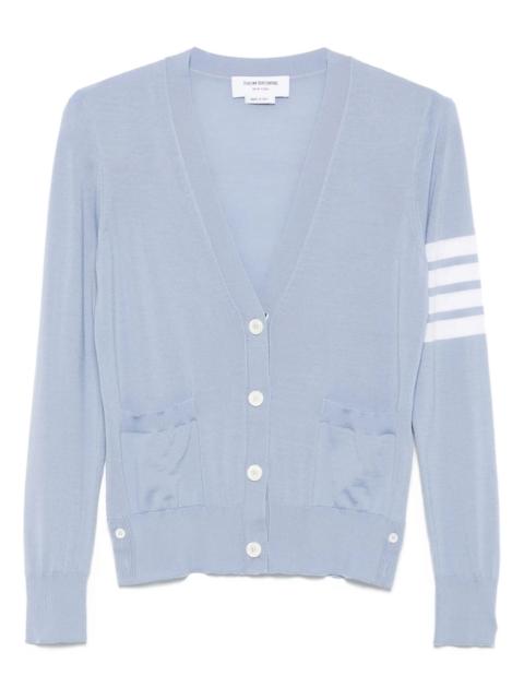 Thom Browne Merino Wool 4-Bar Relaxed Fit V-Neck Cardigan Women
