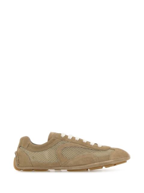 Prada Prada Women Beige Suede And Mesh Montecarlo Sneakers