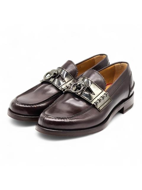 Christian Louboutin Leather Loafers with metal ornament Brown EU 40 US 7 - NWB