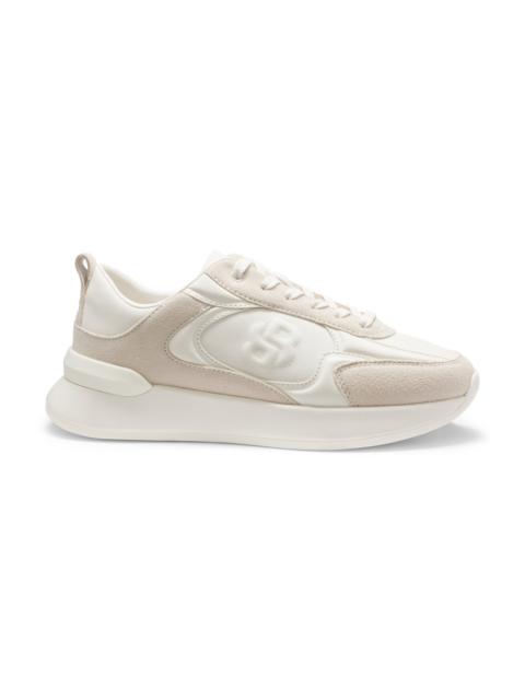 BOSS SUEDE-TRIM TRAINERS IN FAUX LEATHER