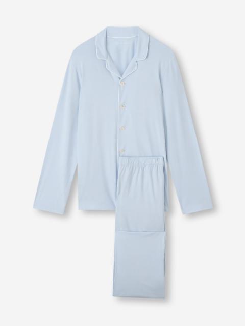 Derek Rose Men's Pajamas Basel Micro Modal Stretch Light Blue