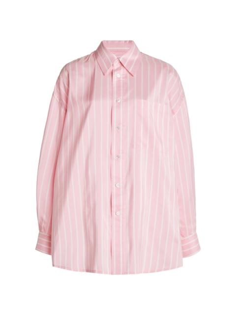Bottega Veneta Striped Silk Button-Down Shirt pink